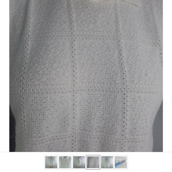 Vintage White Women Blouse Blouson Ribbed Knit Collared by Tradition Sears Small - Picture 4 of 6